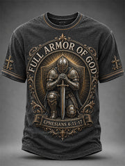 Men's Christian Full Armor Of God Print Casual Tee