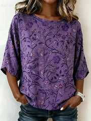 Women's Purple Floral & Alzheimer's Awareness Support Print Tee