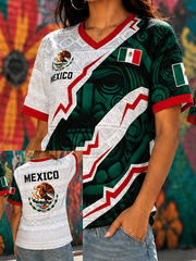 Women's Mexico Football Lover Art Printed short-sleeved T-shirt