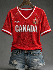 Women’s Canada Soccer Printed Casual T-Shirt