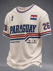 Men's Paraguay Football Printed Waffle Casual Short Sleeve