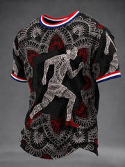 Men's Paraguay Football Fan Gift Art Print Casual Short Sleeve T-shirt