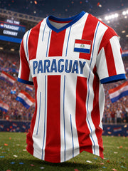 Men's Gift For Paraguay Football Fans Casual V-Neck Tee