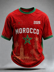 Men's Morocco Football Print Casual T-Shirt