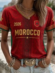 Women’s Morocco Football Printed Casual T-Shirt