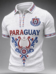 Men's Paraguay Football Fan Gift Art Print Casual Short Sleeve Top