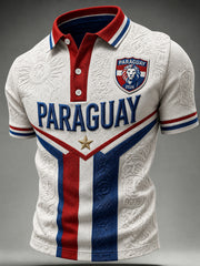 Men's Paraguay Football Fan Gift Art Print Casual Short Sleeve Top