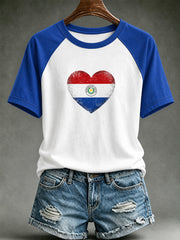 Women's Paraguay Football Fan Gift Art Print Casual Short Sleeve T-shirt