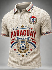 Men's Paraguay Football Fan Gift Art Print Casual Short Sleeve Top