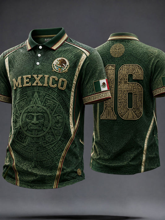 Men's Mexico Football Lover Art Printed Casual Tops
