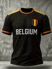 Men's Belgium Football Short Sleeve O-neck T-shirt