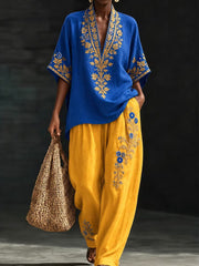 Women's African Art Cotton Linen Set