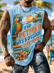 Men's I'm Retired It's 5 O'clock Everywhere Parrot Print Casual Vest