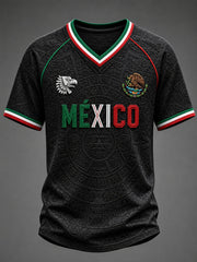 Men's Mexico Football Lover Art V-neck T-shirt