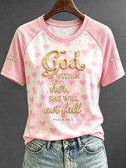 Women's She Will Not Fall Faith Base Short-sleeved T-shirt