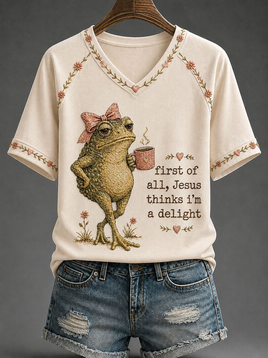 Women's 'Jesus Thinks I'm A Delight' Printed Casual T-Shirt
