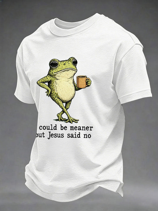 Men's 'I Could Be Meaner But Jesus Said No' Printed Casual T-Shirt