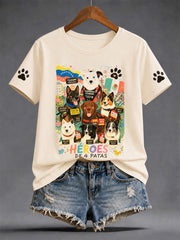Women's Search & Rescue K9 Paw Patrol Dog Lover Print T-shirt