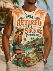 Men's I'm Retired It's 5 O'clock Everywhere Parrot Print Casual Vest