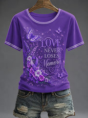 Women's Purple Flora Art Printed T-shirt