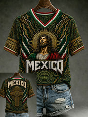 Women's Mexico Lover Art V-neck Short Sleeve T-shirt