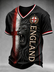 Men's England Printed V-neck T-shirt