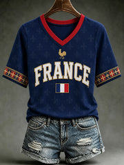 Women's France Lover V-neck Short Sleeve T-shirt