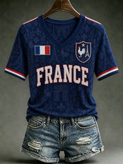 Women's France Lover V-neck Short Sleeve T-shirt