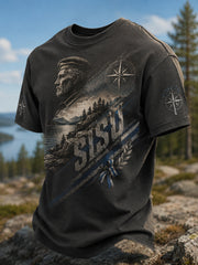 Men's Sisu Determination Finnish Mountain Courage Print Casual Tee