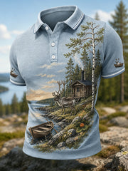Men’s Finnish Lapland Reindeer Scenic Polo Shirt