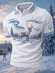 Men’s Finnish Lapland Reindeer Scenic Polo Shirt