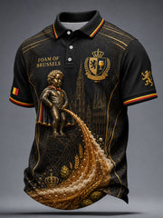 Men's Belguim National Day Art Printed Casual Tops