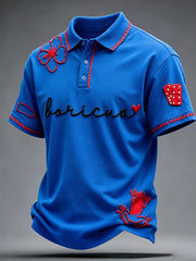 Men's Puerto Rico Art Printed Casual Tops