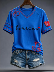 Women's Puerto Rico Art Printed T-Shirt