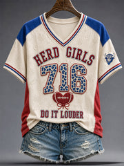 Women's Football Lover Bulls Buffalo Art Printed T-shirt