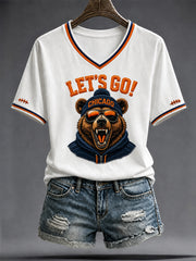 Women's Football Gameday Gift For Football Fans Casual V-Neck Tee