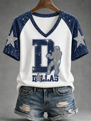 Women's Football Gameday Gift For Football Fans V-Neck Tee