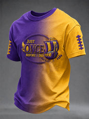 Men's Just Once Before I Die Football Print Short Sleeves T-shirt
