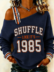 Women's Football Gameday Gift For Football Fans Casual Off-Shoulder Sweatshirt