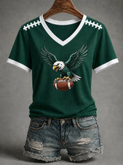 Women's Football Gameday Gift For Football Fans Casual V-Neck Tee