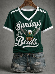 Women's Sundays Are For The Birds Football Gameday Gift For Football Fans Casual V-Neck Tee