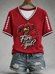 Women's Fire In Your Gut? Football Gameday Gift For Football Fans Casual V-Neck Tee