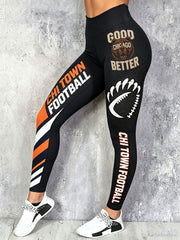 Women's Chicago Football Lover Bear Art Printed Leggings