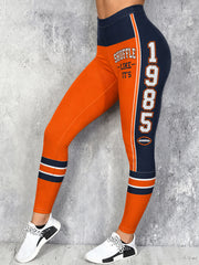 Women's Chicago Football Lover Bear Art Printed Leggings