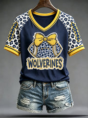 Women's University Football Lover Printed T-shirt