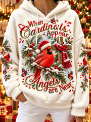 Women's When Cardinals Appear Angels Are Near Flannel Hoodie
