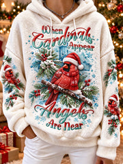 Women's When Cardinals Appear Angels Are Near Flannel Hoodie