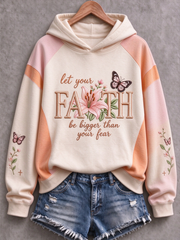 Women's Casual "Faith" Cross-Print Regular Sweatshirt