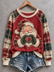 Women's Funny Santa Patchwork Art Sweatshirt