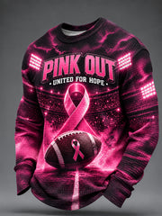 Men's Breast Cancer Awareness Print Waffle Sweatshirt